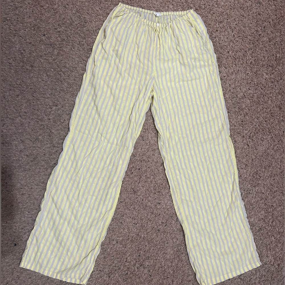 American Eagle Aerie Party Pants Pajama Yellow Stripe - Size S